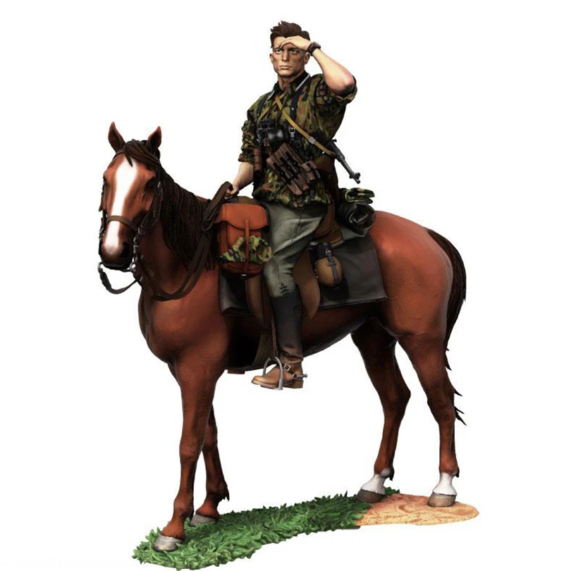 

Unassambled 1/18 ancient officer sit with horse Resin figure miniature model kits Unpainted