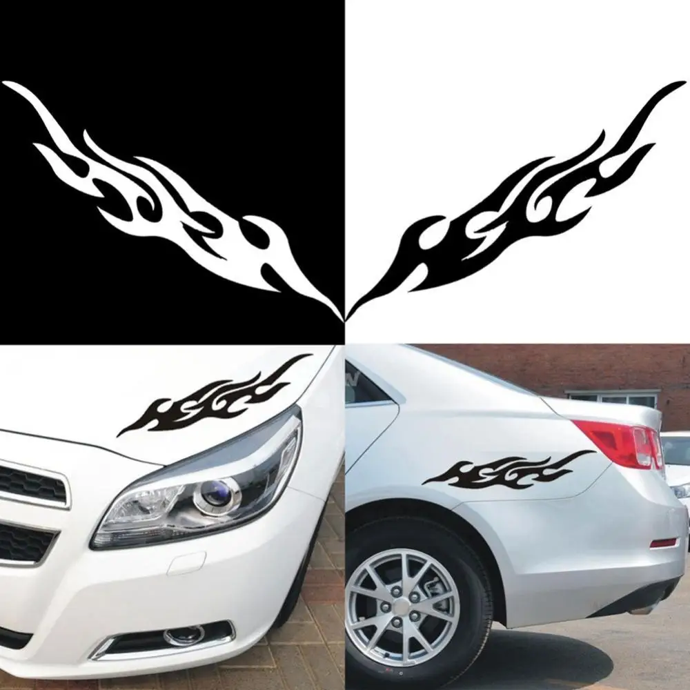 1 Pair Fire Flame Car Window Body Bumper Motorcycle Laptop Decal Sticker Decor Vinyl Decal Accessories