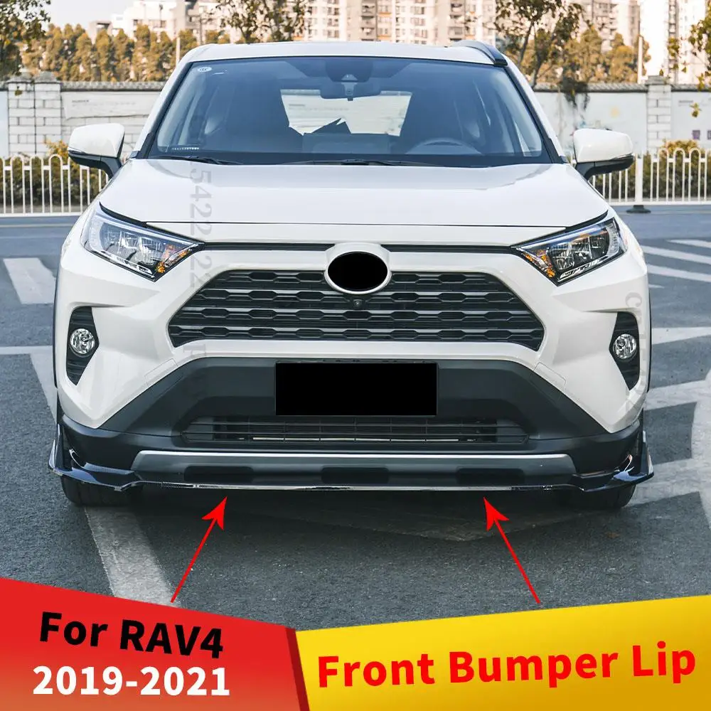 Guard Tuning Accessories Splitter Cover Front Bumper Lip Chin Carbon Fiber Look Decoration Trim For Toyota RAV4 2019 2020 2021