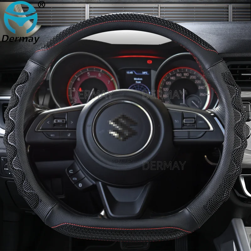 for Suzuki Swift 2017 2018 2019 2020 2021 DERMAY Car Steering Wheel Cover Massage Anti-slip 3D Touch Auto Accessories