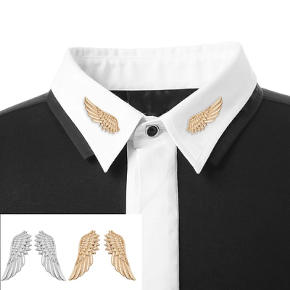 Angel Wing Brooch for Women Simple Forest Small Fresh Retro Personality Shirt Collar Pin A Pair of Pins Jewelry Accessories