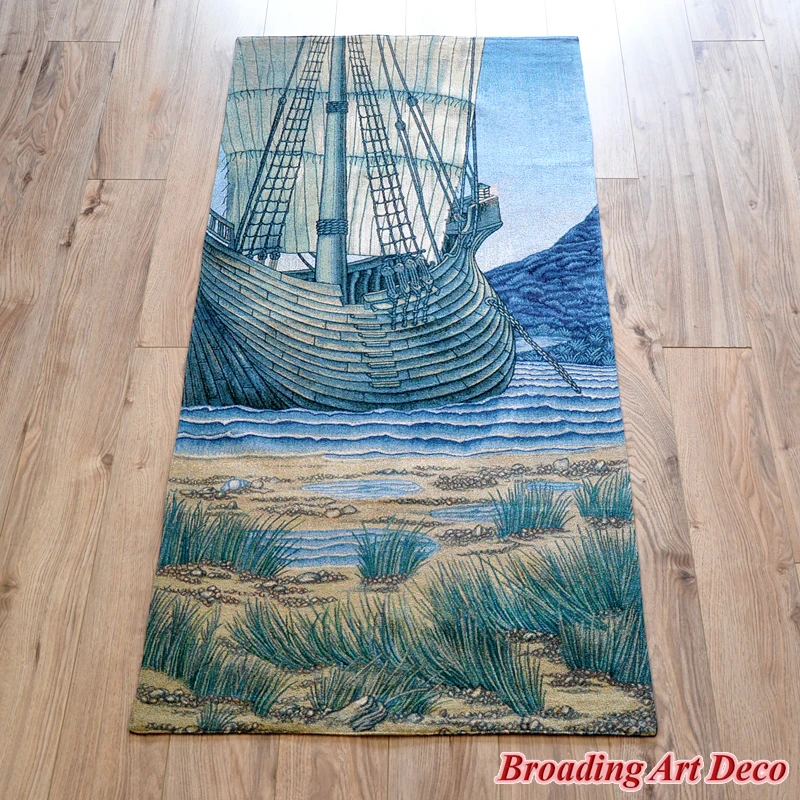 The Ship Medieval Tapestry Wall Hanging William Morris Holy Grail Tapestries Jacquard Weave Gobelin Home Art Decoration 157x69cm