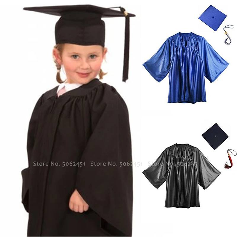 

Children Kids Primary Students Graduation Bachelor Gown Boys Girls School Uniform Caps Coat Party Cosplay Costume Set Hat+robe