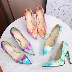 2023 Women 11cm High Heels Escarpins Graffiti Pumps Lady Wedding Bridal Stiletto Heels Plus Size Kawaii Luxury Designer Shoes