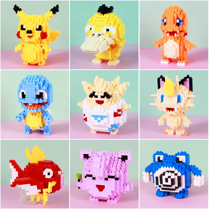 

42 styles Pokemon Building Blocks Toy Doll Pikachu Squirtle Bulbasaur Charmander Figure Model Cartoon Decorations Christmas Gift