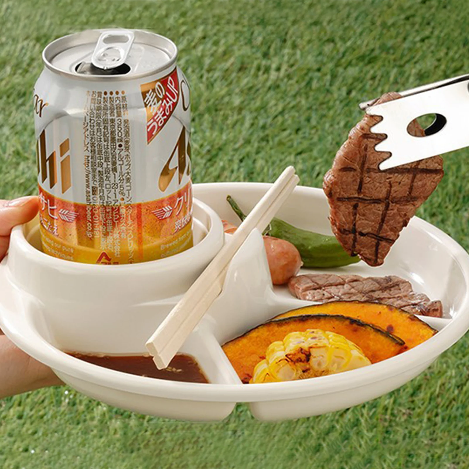 

Divided Dinner Plate Breakfast Plate Divided Portable Barbecue Picnic Tray PP Polypropylene Divider Tray For Parties BBQ