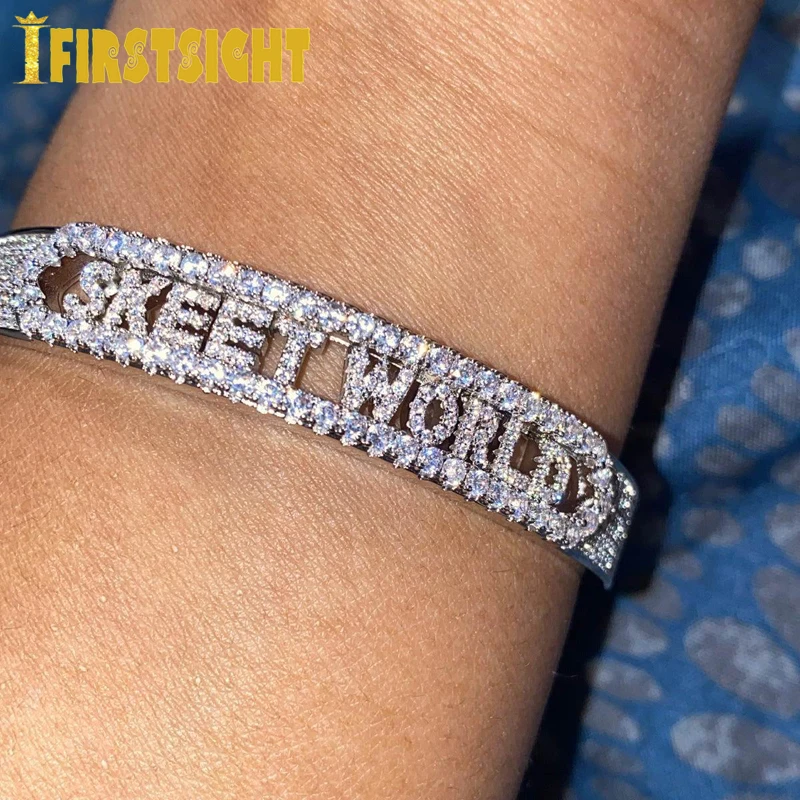 Silver Color 5A Cubic Zirconia CZ Mini Zircon 26 Initial DIY Name Letter Bracelet Slider Alphabet Diy Bangle Men Women Jewelry