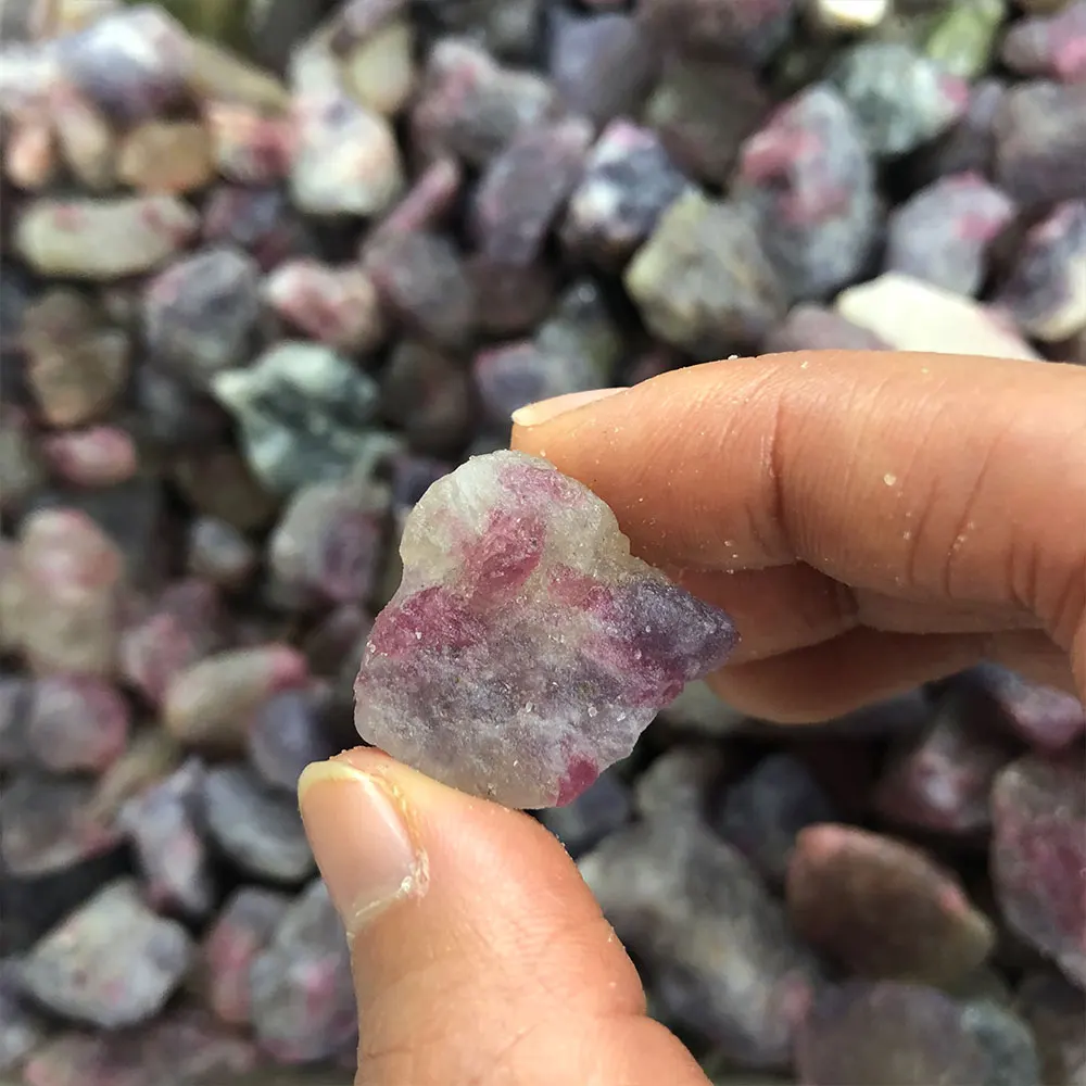 Cristales crudos de turmalina rosa Natural, cristal de cuarzo rugoso, curación de roca, piedra Mineral de unicornio, piedra preciosa de lepidolita