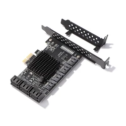 PCI-E to 10 Ports SATA3.0 PCI-E 1X Expansion Card PCI Express 3.0 GEN3 6Gbps Converter Adapter for Desktop PC Adapter Accessory