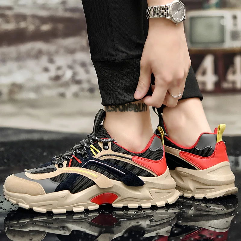 Earth Star 2021 INS New Casual Sports Men Shoes Korean Style Platform Mesh Breathable Running Student Male Sneakers