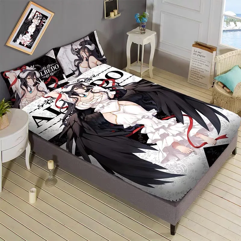 Anime Bedding Set, Japanese Manga Over Lord, Cute Soft Bed Sheet, Quilt Cover, Hot Anime, 4Pcs