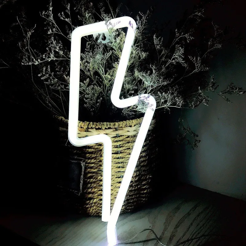 Lampada da tavolo decorativa a luce notturna a forma di fulmine con insegna al Neon a LED colorata per la festa a casa