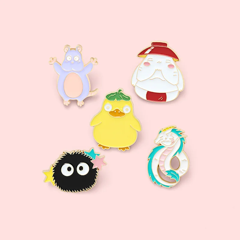 Creative cartoon little yellow duck little mouse enamel brooch personality movie character pins accessories gifts for friends