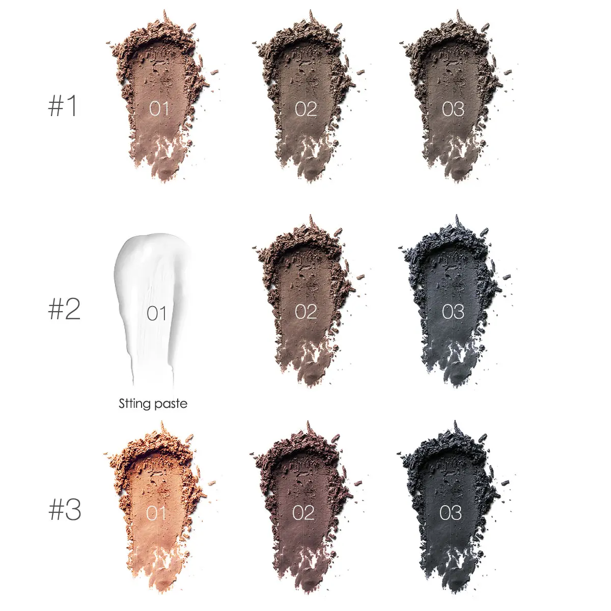 FOCALLURE 3 Colors Matte Eyebrow Powder Palette Waterproof Long-lasting Pomade Eye Brow Pomade Eyebrow Enhancer Makeup Cosmetics