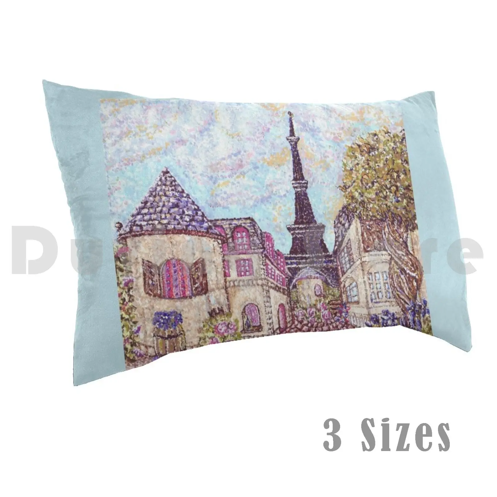 Paris Eiffel Tower Inspired Pointillism Landscape By Kristie Hubler Pillow Case 20*30 Inch Paris