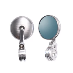 Motorcycle Rearview Mirror Blue Glass Anti-Glare CNC Aluminum Mirrors Fit 13-14/17-18mm Handlebars for Cafe Racer Honda Yamaha