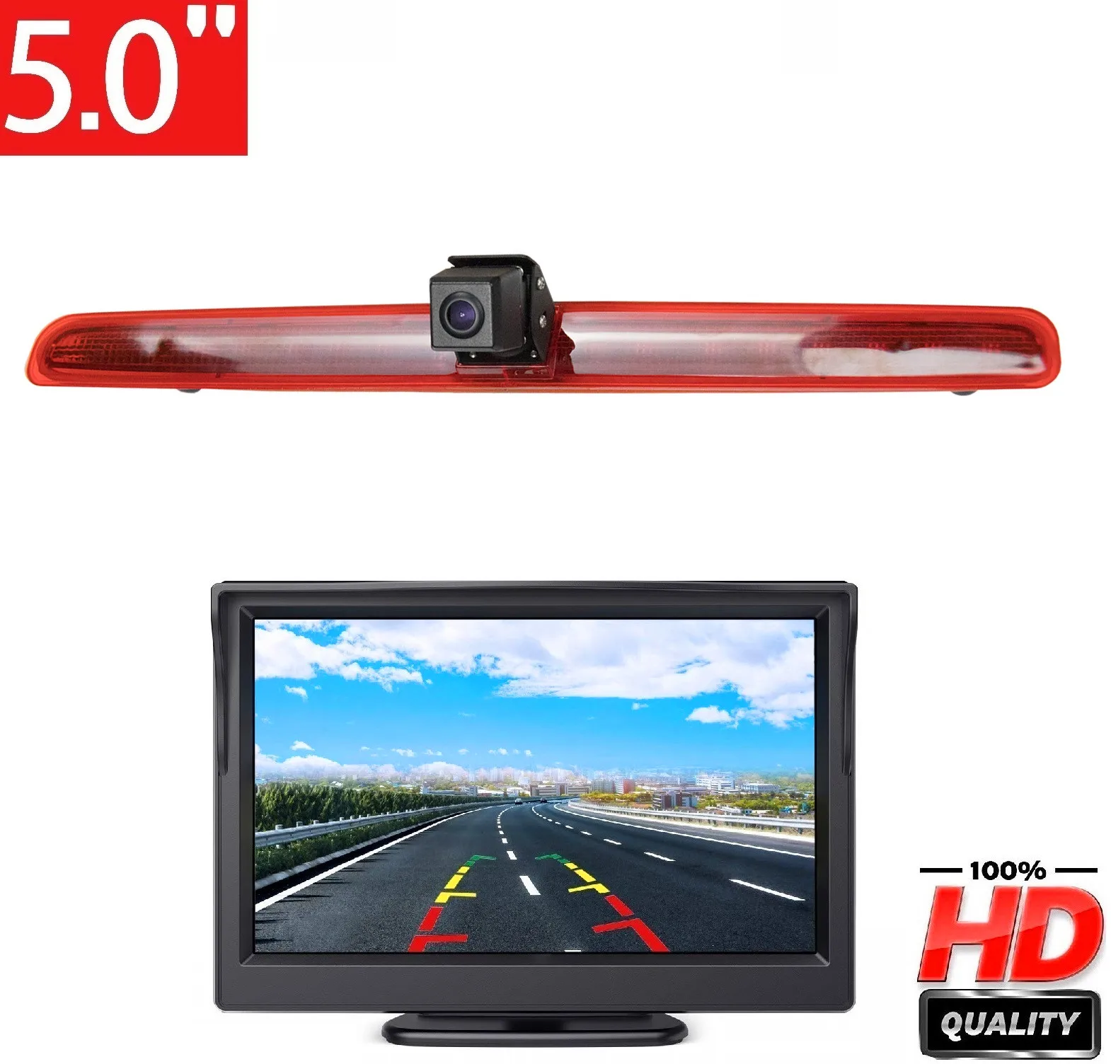 HD 720P Misayaee Brake Light Camera+5'' monitor for Transporter T5 Caravelle /Multivan,Rear view Night Vision Camera Stop lights