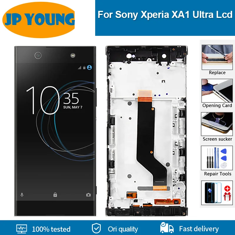 6.0'' lcd for Sony Xperia XA1 Ultra G3221 G3212 G3223 G3226 LCD Display Touch Screen Digitizer Assembly for Sony C7 LCD + Frame