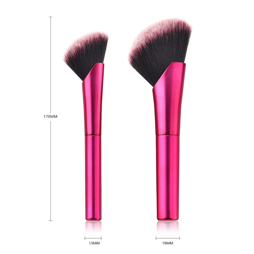 SAIANTTH New oblique head loose powder brush Rose red aluminum tube blush rouge foundation single makeup brushes Beauty tools