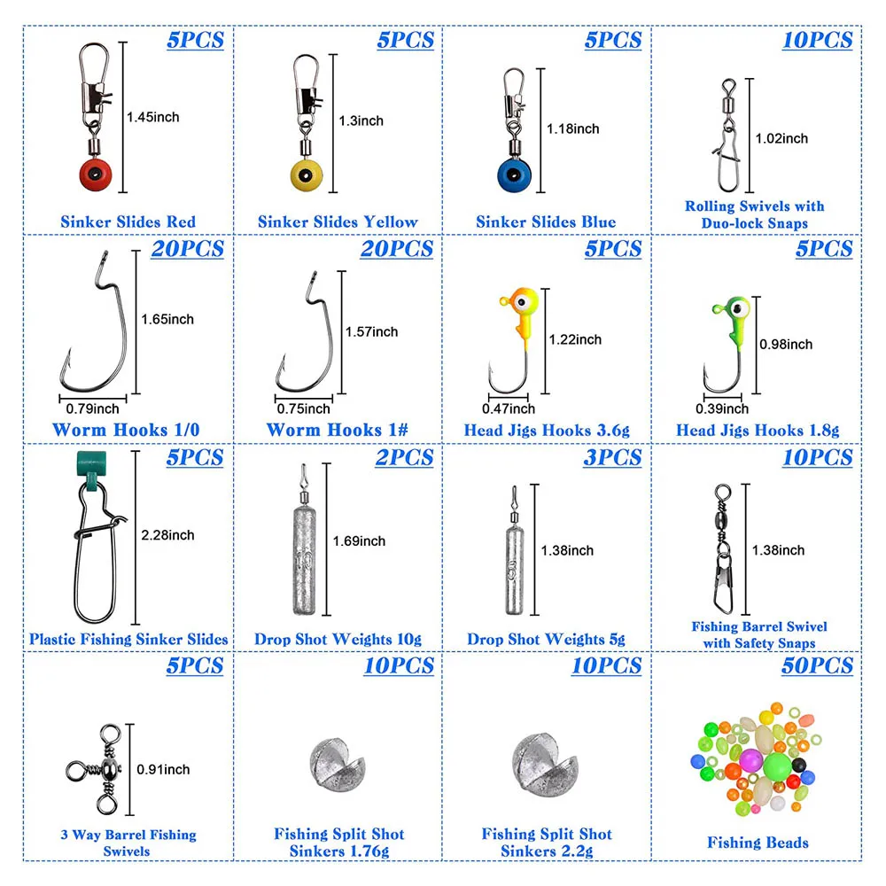 170Pcs/box Fishing accessories Set Drop shot rig Weight Split shot sinker Brass swivels connector jig hooks fishing tackle box