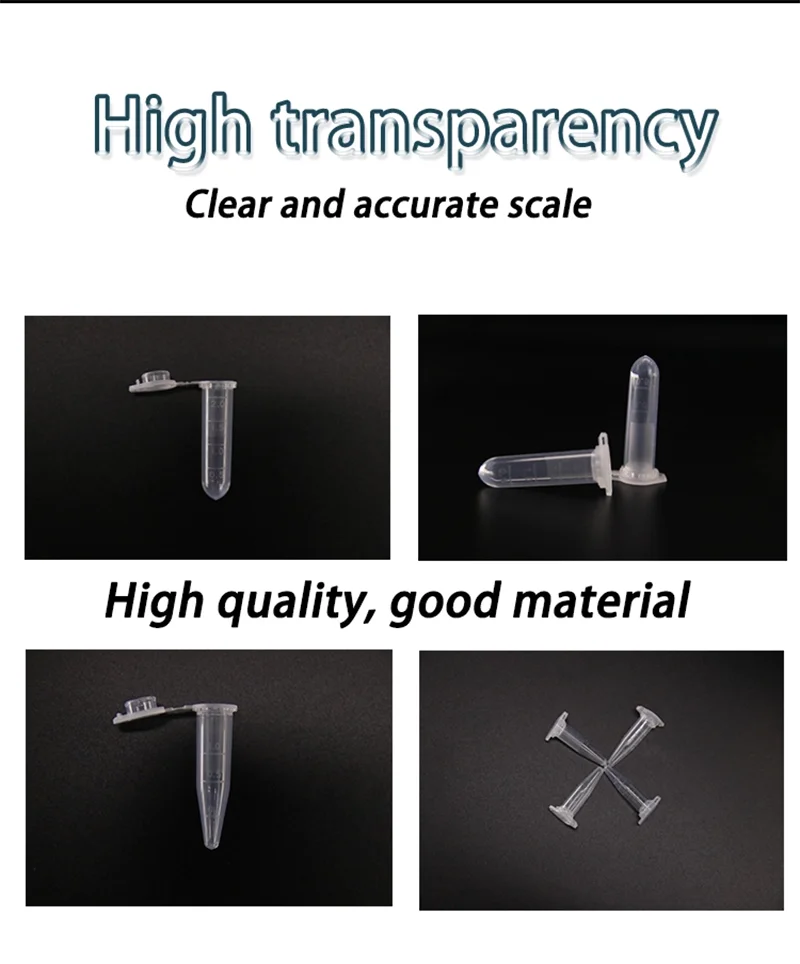 IKEME Centrifuge Tube 0.2ml/ 0.5ml/1.5ml /2ml With Flat Cap Transparent
