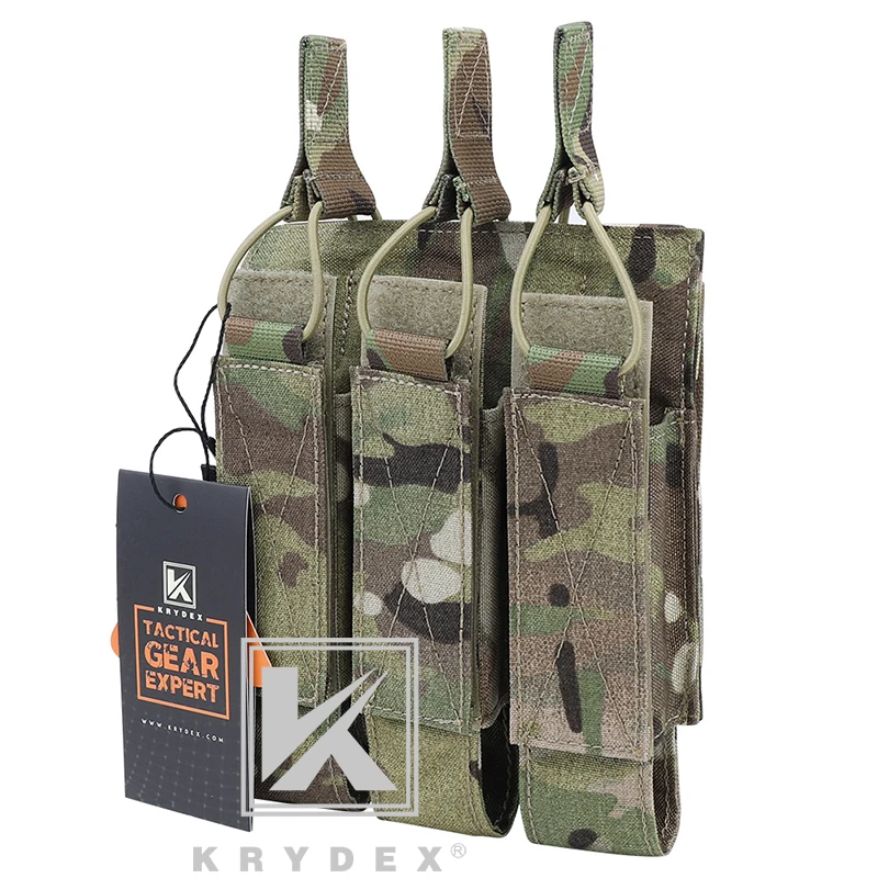 KRYDEX-bolsa táctica Modular Triple para MP5, MP7, KRISS, MOLLE, Triple parte superior abierta, SMG Mag, portador para caza al aire libre