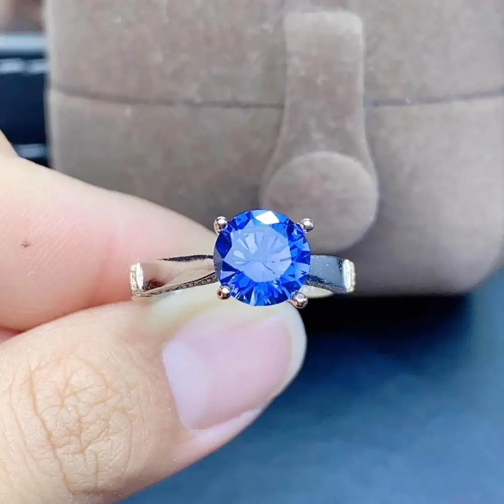 Natural real blue Flower sapphire ring 925 sterling silver Fine handworked jewelry Finger rings