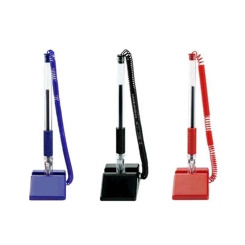 Гелевая ручка с черными чернилами, 3 шт., Высококачественная шариковая ручка с держателем для ручки, приклеенная к столу, офисные канцелярск...