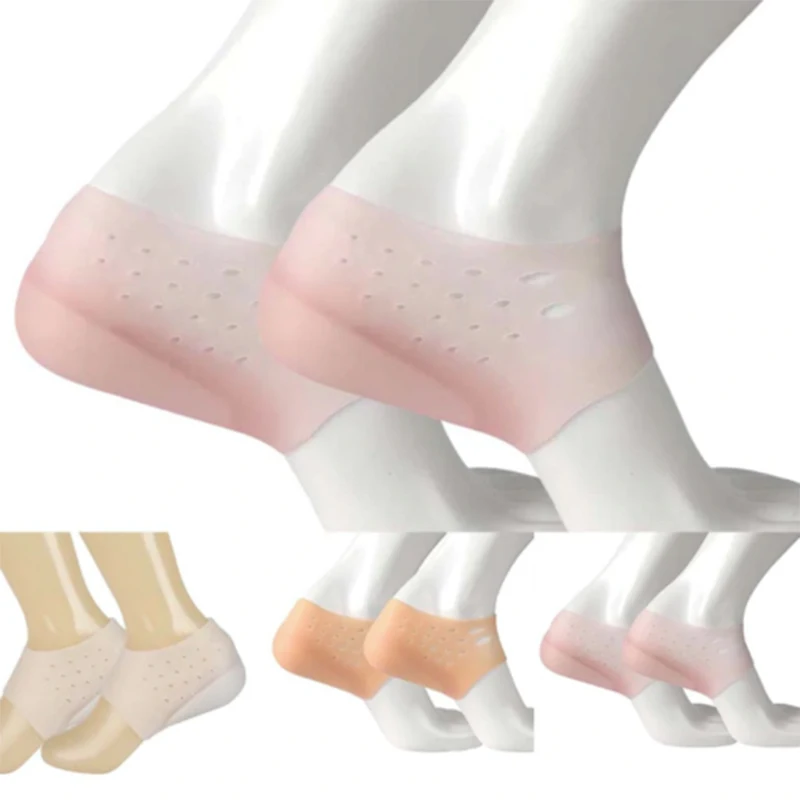 1Pair Invisible Height Increased Insoles Silicone Heel Socks for Women Men Gel Heel Pads Cushion Soles Orthopedic Arch Support