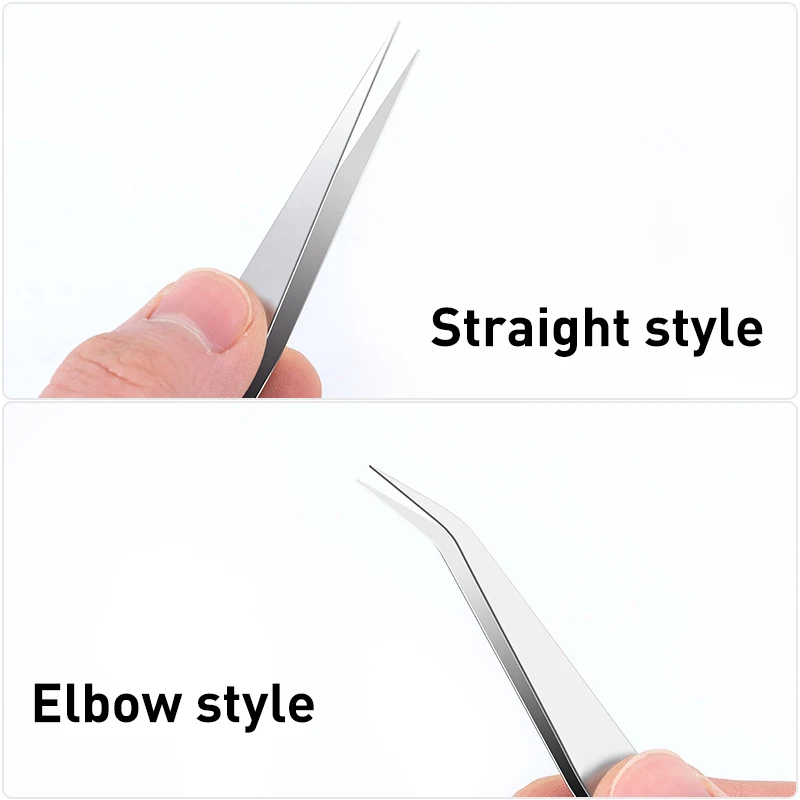 2Pcs Industrial Anti-static Stainless Steel Tweezers Precision Curved Straight Tip Tweezers Repair Tools DIY Jewelry Handmade