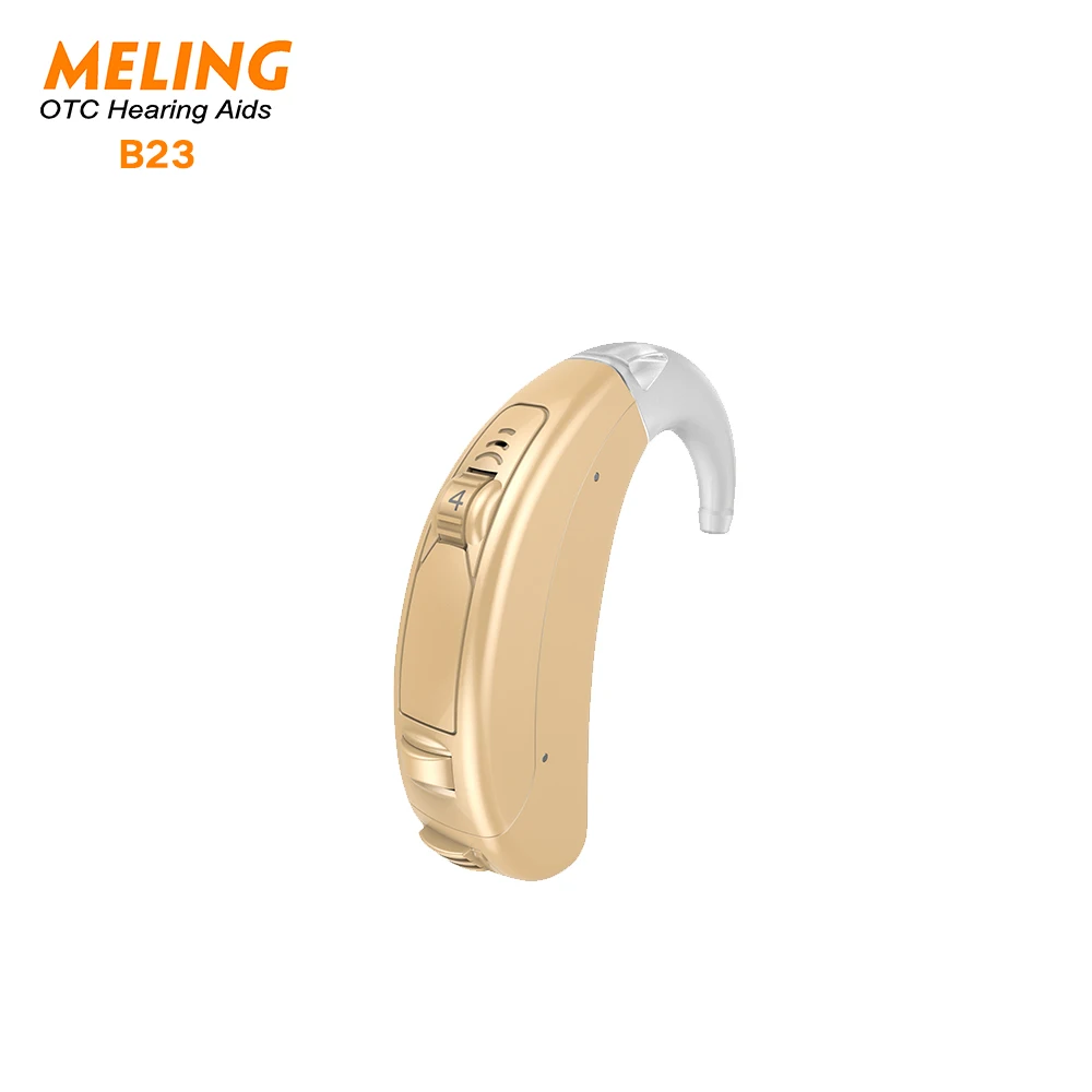 Meling B23 4 Channels Digital Processing BTE Hearing Aids Low Frequency Cut Trimmer Mini Super Power Smart over Ear Hearing Aid