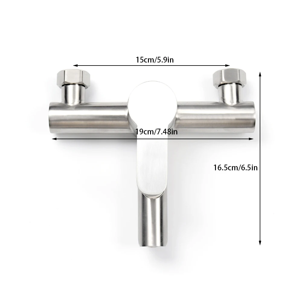 Imagem -06 - Torneira para Parede 304 Torneira de Água Quente e Fria de com Válvula Tripla e Misturador para Banheira e Banheiro Aço Inoxidável