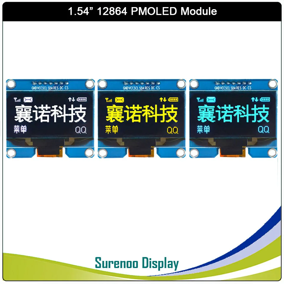 실제 OLED 디스플레이, 1.54 인치 128x64 12864 그래픽 LCD 모듈 스크린, LCM 스크린 PMOLED 패널 SSD1309 지지대 병렬 SPI I2C IIC