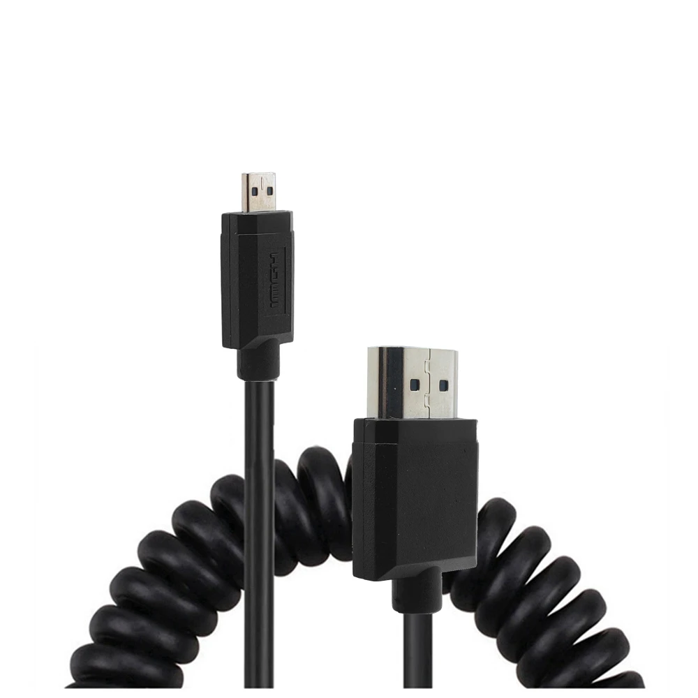 OD 3.0mm Super Soft Thin Micro HDTV-compatible & Mini HD-compatible stretch Spring Cable 2k 4k hd @60hz Light-weight Portable