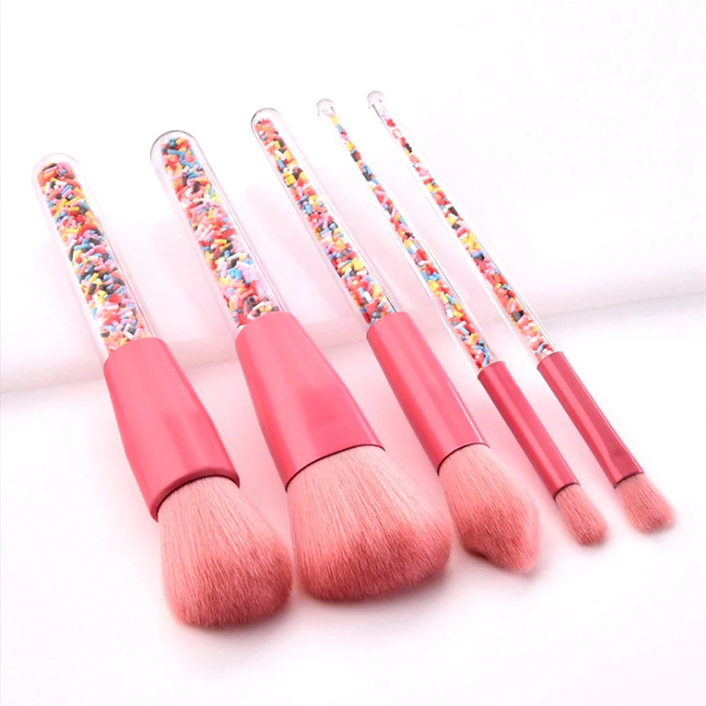 Ensemble de pinceaux de maquillage en cristal, 5 pièces, bonbon licorne, outils de maquillage, poudre de fond de teint, blush, surligneur, brosse de mélange de fard à paupières