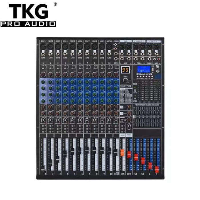 TKG 99 effects programs bluetooth MP3 USB dj sound system 12 channel mixer sound stage equipment professional mixing console