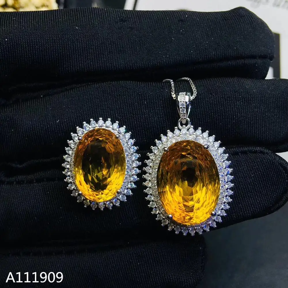 

KJJEAXCMY boutique jewelry 925 sterling silver inlaid Citrine gemstone necklace pendant ring female Suit exquisite