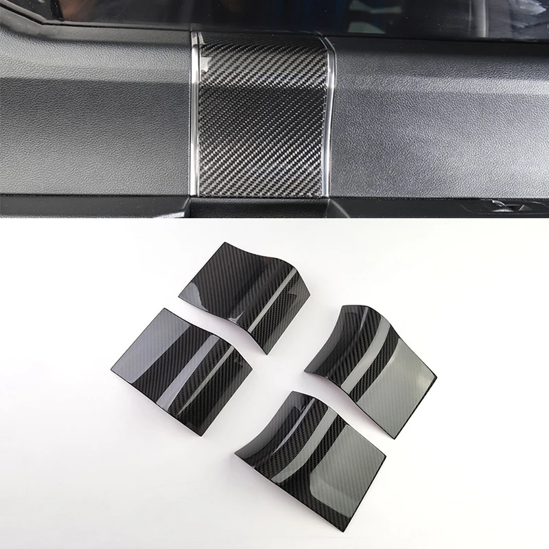 For Ford F150 2015-2020 Raptor 2018 2019 Car Accessories 4pcs Real Carbon Fiber Car Inner Door Handle Panel Overlays Cover Trim