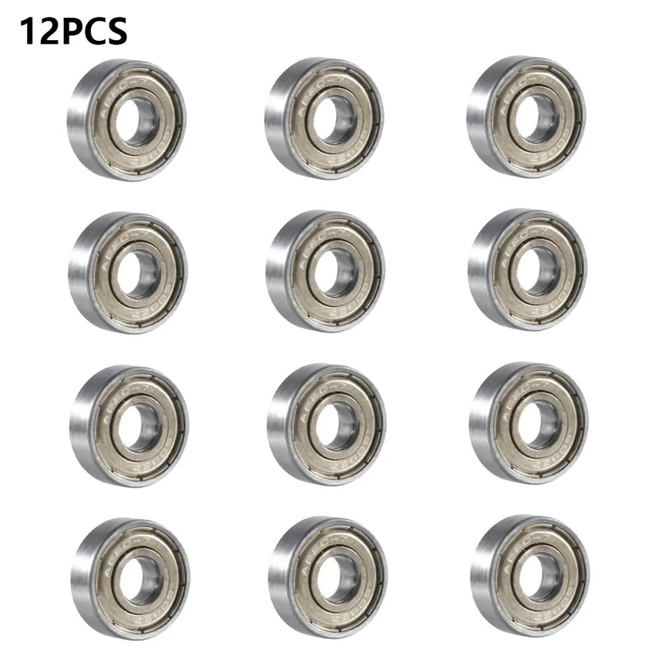 

12PCS 608ZZ Skateboard Bearings 8 x 22 x 7 mm Miniature Ball Bearings Double Shielded Greased Miniature Ball Bearings