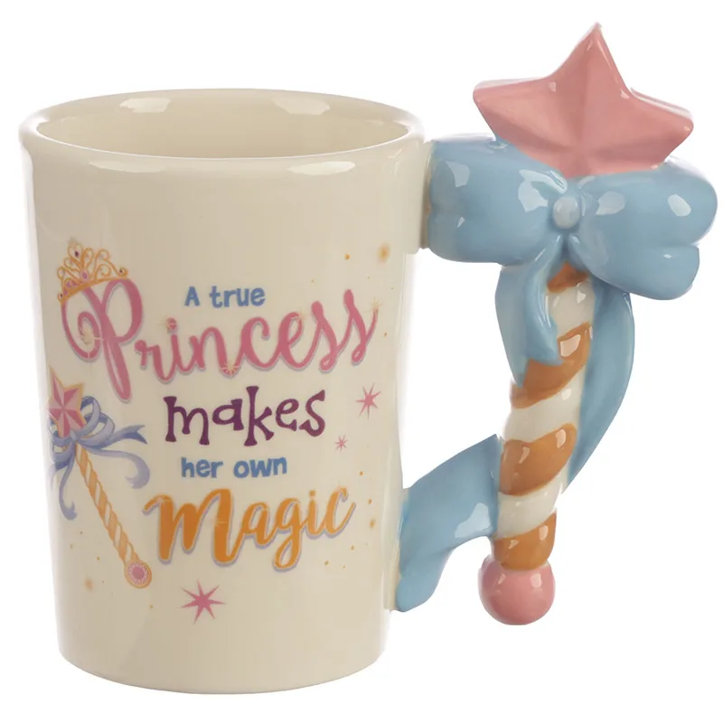 3D 1Pice Magic Wand Handle Mug Ceramic Coffee Mug Tea Cup  Own Magic Fairy Princess Quote Mug Pink Cup Gift  cute mugs CL1113171