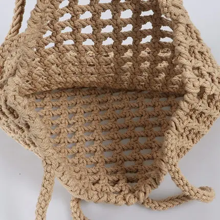 Sac fourre-tout tissé en résille, grande capacité, à bandoulière, ajouré, style bohème, pour la plage, été, 2021