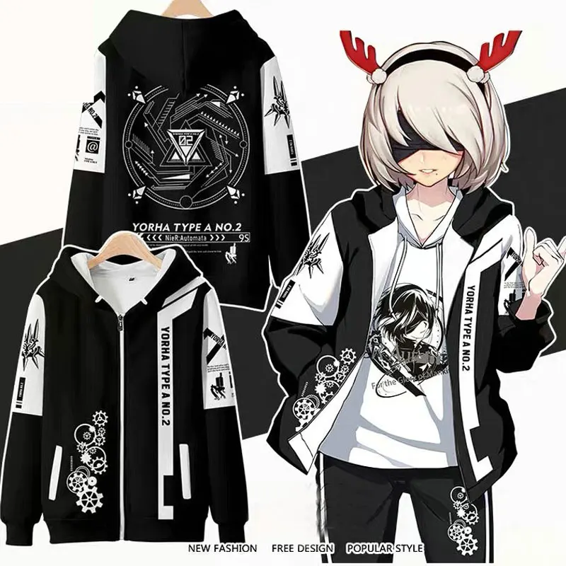 

Game NieR:Automata 3D Print Fall Winer Suit Zipper Hoodies Sportswear sweater Women/Men The hooded sweatshirt kimono