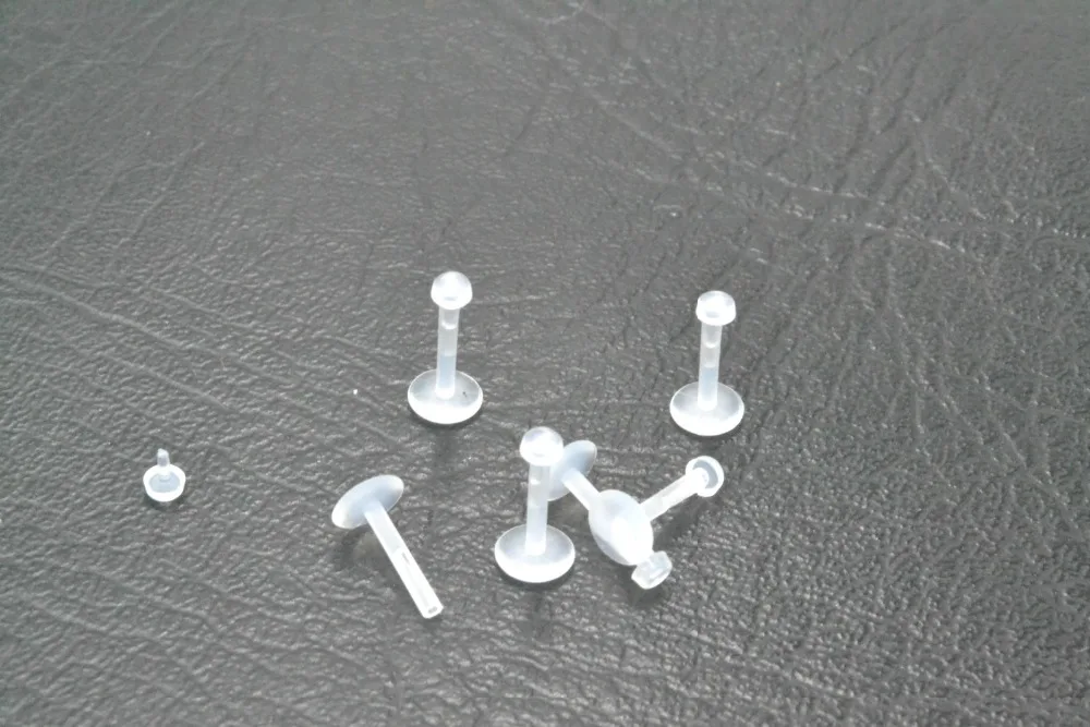50 Stück Körperpiercing - UV-flexibler Retainer, transparenter flacher Lippen-Labret-Ring, Push-In-Ohr-Helix-Stab, Lippenpiercing 16gx8/10mm – Detail 6