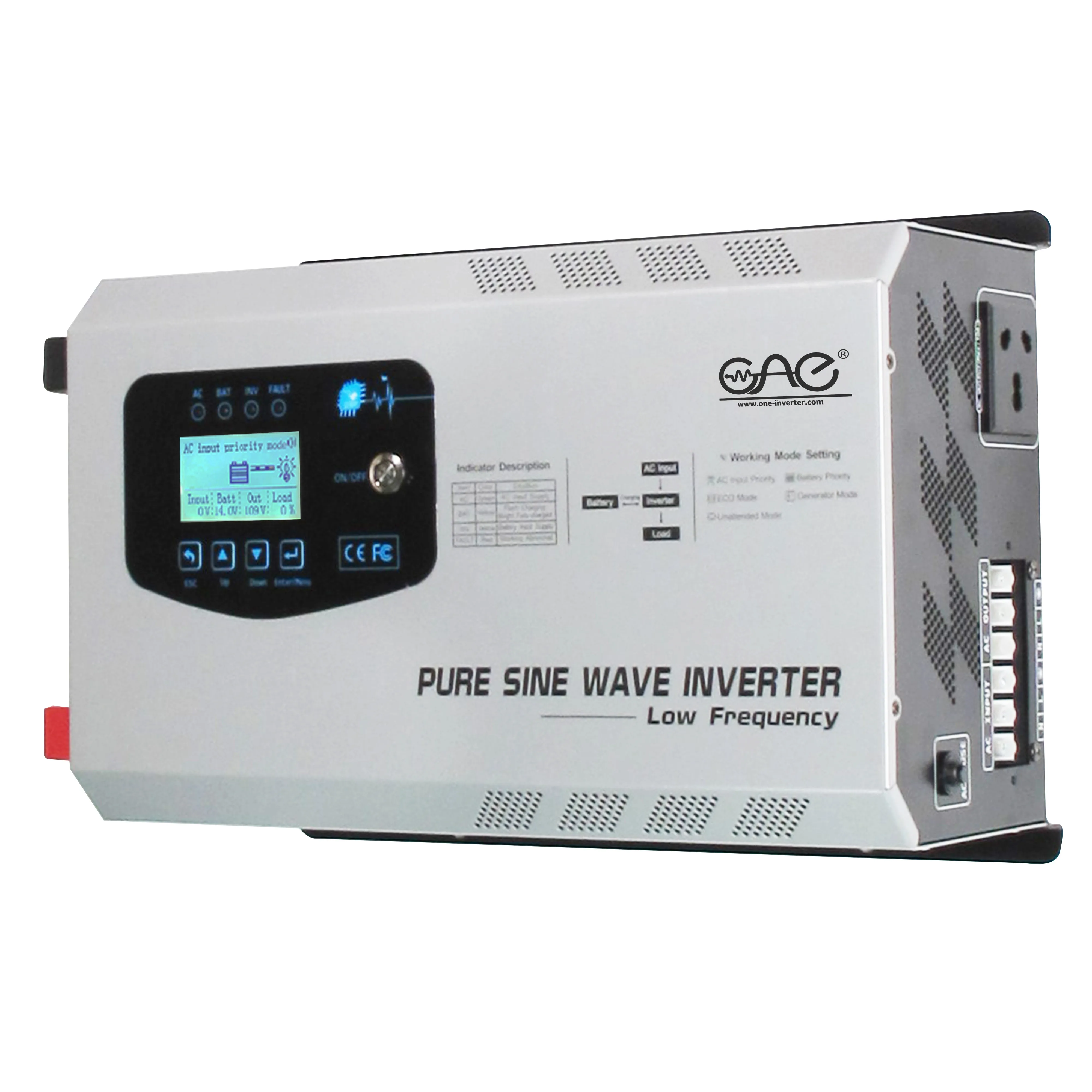 Low frequency inverter 2000w 5000w 6000w 7000w pure sine wave 12v 24v 48v 220v battery inverter for solar system