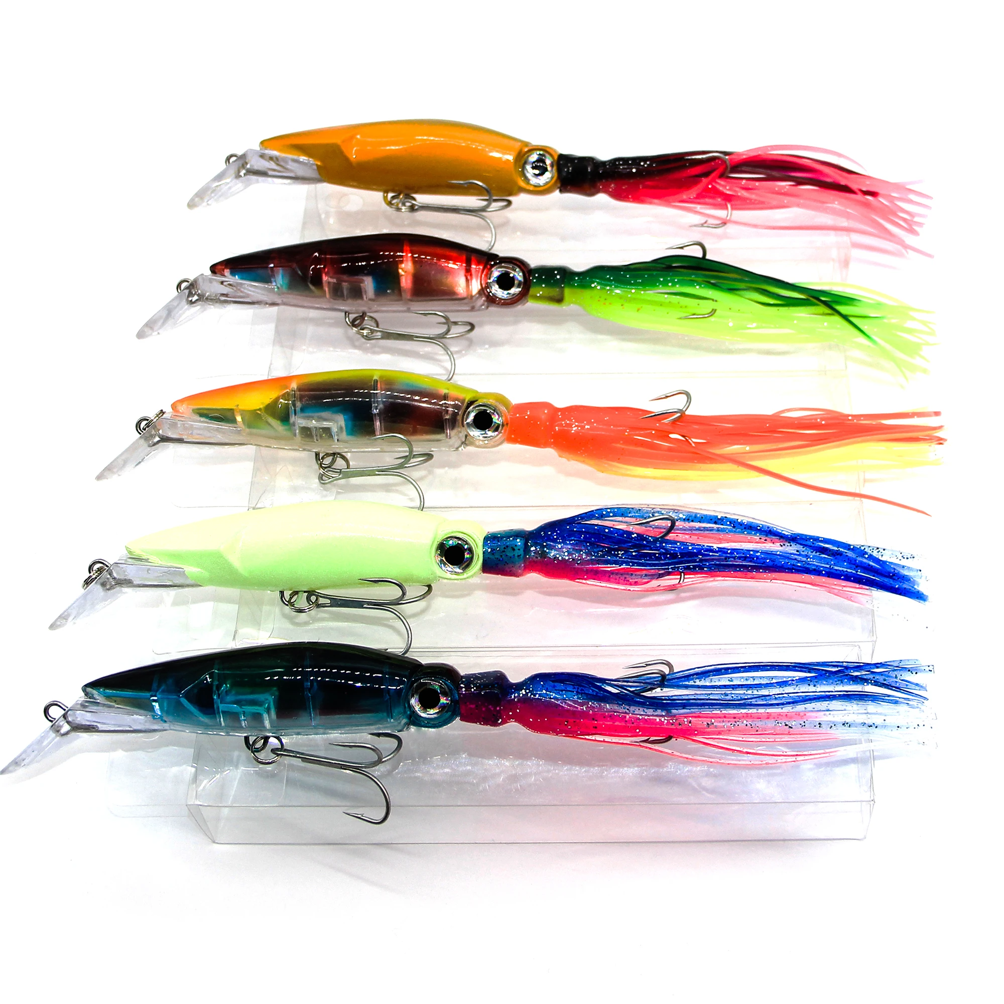 Lifelike Fishing Bait with Treble Hooks, Octopus Squid Jig Lure, 6 Colors Available, 25cm