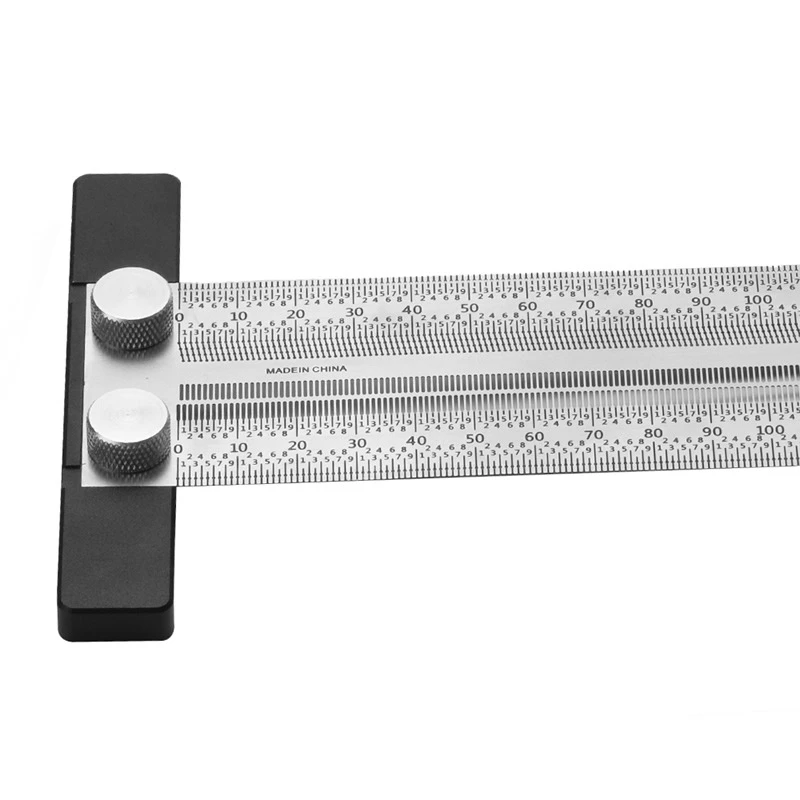Scribing Thước Inox T Loại Lỗ Thước Scribing Đo Gỗ Đánh Dấu Góc Vuông Đo Nghề Mộc Dụng Cụ