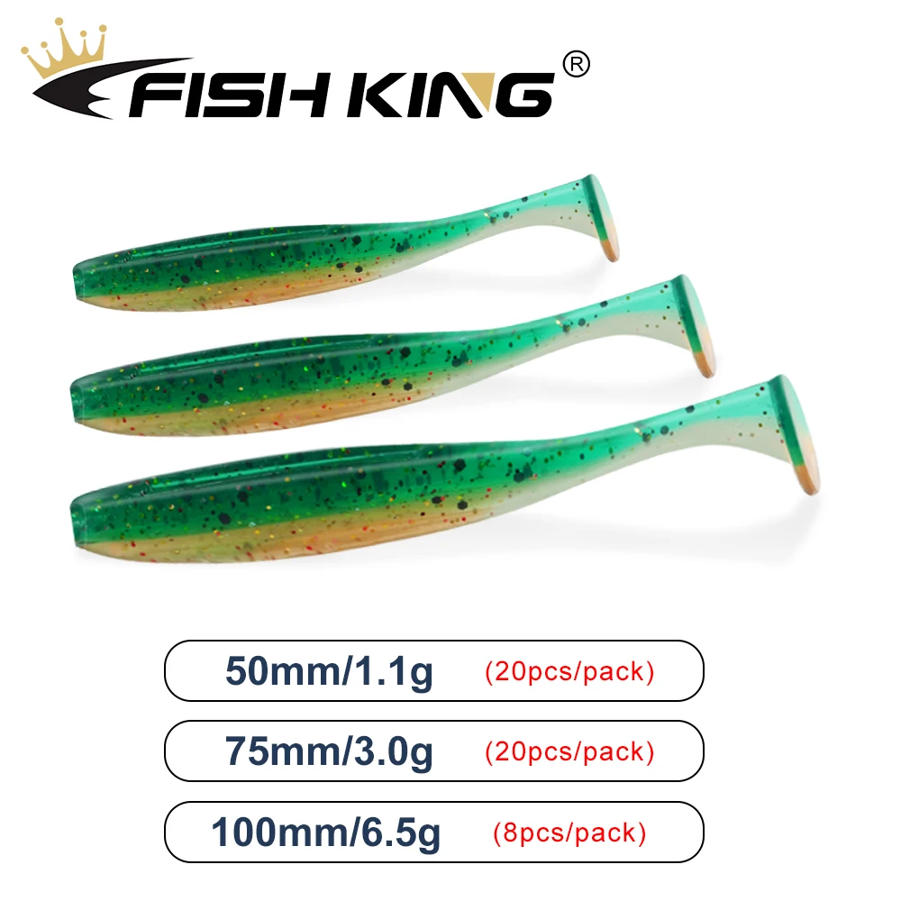 FISH KING Easy Shiner Soft Fishing Lures 50mm 75mm 100mm Wobblers Carp Bass Fishing Soft Lures Silicone Artificial Pike Baits