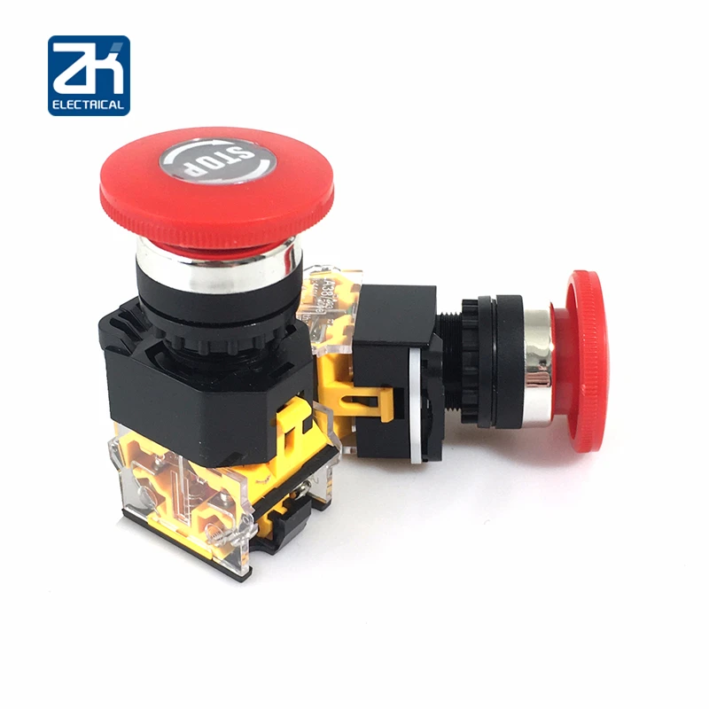 

1PCS Emergency Power Push Button Switch LA38-11ZS stop Mushroom Head Emergency Stop Button Switch Self-Locking 22mm