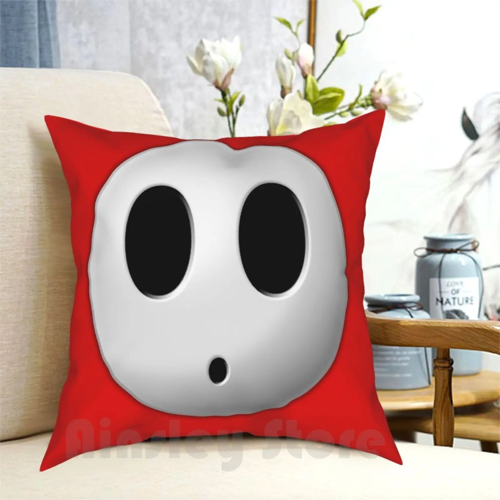 Shyguy Face Mask Pillow Case Printed Home Soft Throw Pillow Shyguy Shy Guy Shy Guy Face Halloween Costume Videogames