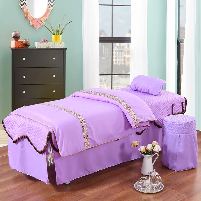 1pcs Floral Print Massage Table Bed Sheet Bed Shirt Skin-Friendly Beauty Salon SPA Treatment Bed Full Cover with Skirt